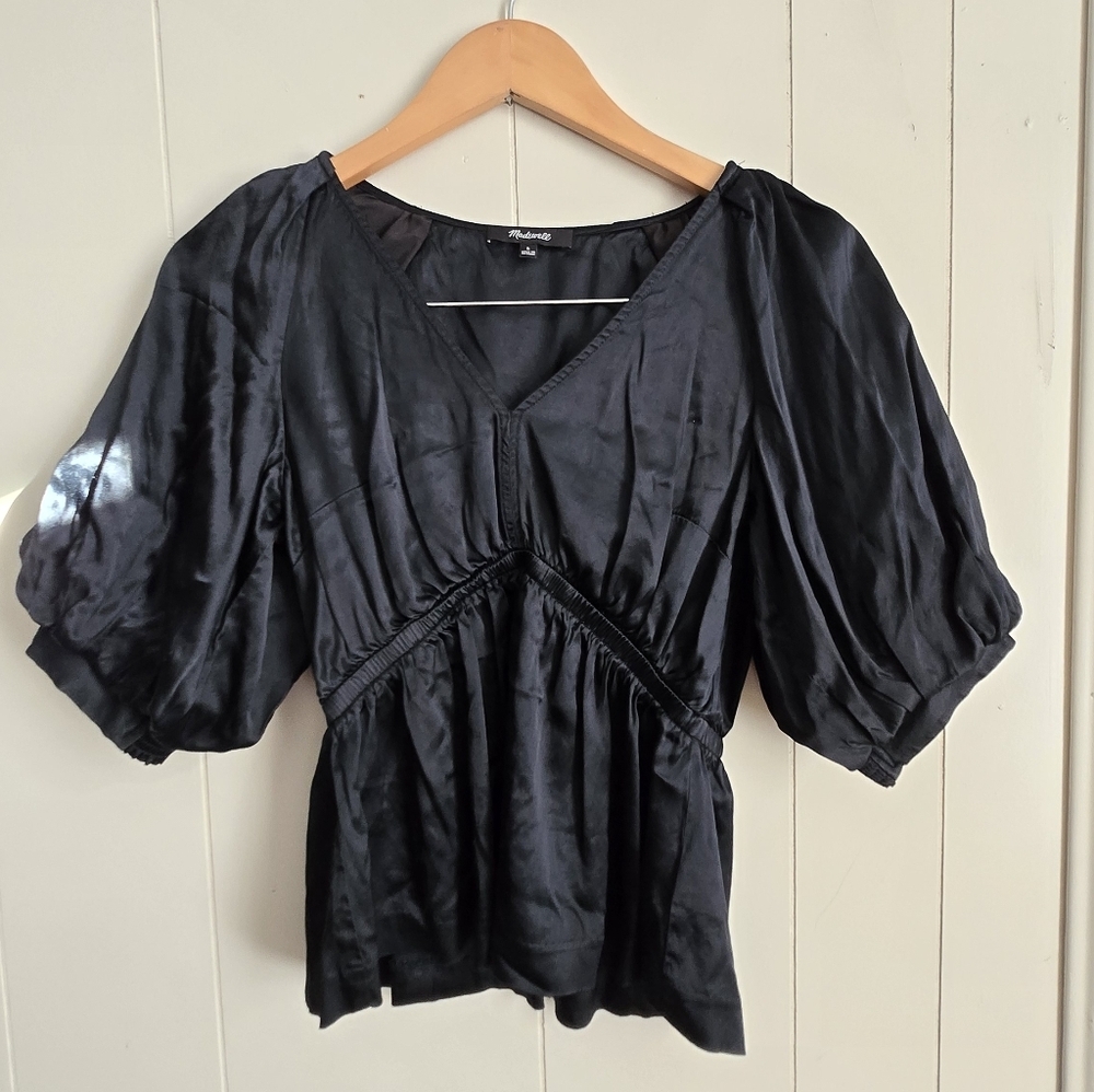 Madewell Women Puff Sleeve Blouse-Size S - Picture 8 of 9